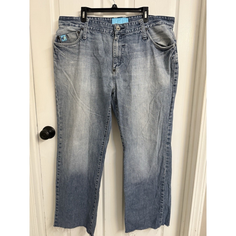ENYCE Jeans Men's 42x31 Raw Hem Y2K 90's Denim Baggy Wide Leg Skater Grunge